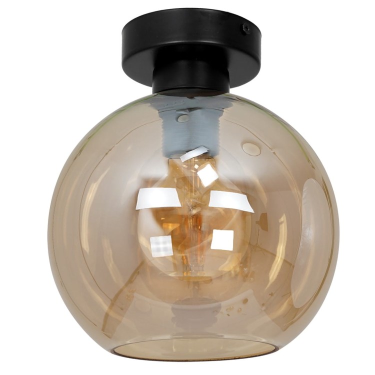 Lampa sufitowa SOFIA 1xE27 czarna klosz Amber MLP6575 Milagro