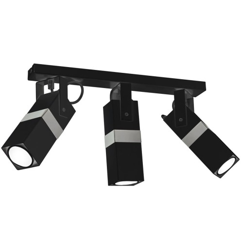 Lampa sufitowa VIDAR Milagro MLP6286 łączy czarną oprawę z chromowanymi detalami. Trzy regulowane reflektory GU10 pozwalają skierować światło na wybrane miejsca. Idealna do kuchni, salonu, jadalni, korytarza i biura.