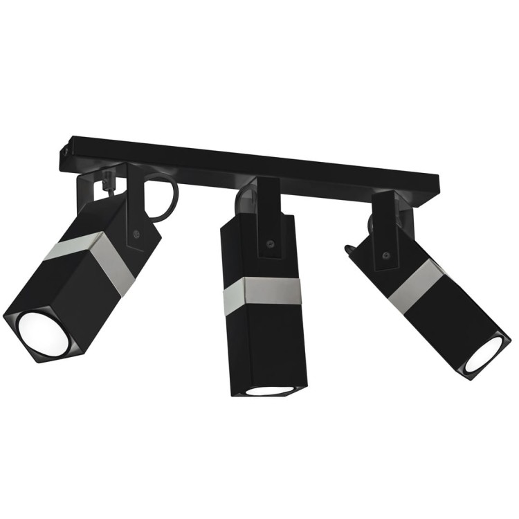 Lampa sufitowa VIDAR Milagro MLP6286 łączy czarną oprawę z chromowanymi detalami. Trzy regulowane reflektory GU10 pozwalają skierować światło na wybrane miejsca. Idealna do kuchni, salonu, jadalni, korytarza i biura.