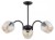 Lampa sufitowa KATLA 3xE27 Lemir łączy czarny matowy stelaż, złote dodatki i trzy bursztynowe klosze. Model 50 × 40 cm pasuje do salonu, jadalni i sypialni. Obsługuje żarówki LED, ma stopień ochrony IP20 i podział światła 2+1.
