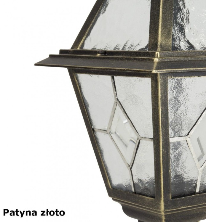 Lampa wisząca WITRAŻ aluminowa na jedną żarówkę na duży gwint. Szkło witrażowe, dekoracyjne. Oświetlenie tarasu, balkonu, altanki.