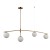 Lampa sufitowa SENAI 4xG9 Italux w kolorze mosiądzu miodowego zachwyca elegancką formą i białymi kulistymi kloszami. Idealna do salonu, jadalni i kuchni. Szerokość 110 cm sprawia, że doskonale prezentuje się nad stołem