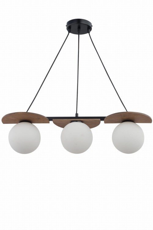 Stylowa lampa MIRROR 3xG9 z trzema kulistymi kloszami i dekoracyjną sklejką świetnie dopełnia wnętrza w stylu modern, scandi i japandi. Doskonała nad stół w jadalni, zapewnia równomierne światło i elegancki efekt.