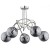 Nowoczesna lampa sufitowa TANGO 5xE14 w kolorze chrom z dymionymi szklanymi kloszami, zamontowana na suficie w jasnym, stylowym wnętrzu. Elegancki design, idealny do salonu lub jadalni, doskonale komponuje się z nowoczesnym wystrojem