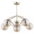 Lampa sufitowa BARSUM Alfa 27585 łączy złotą konstrukcję z pięcioma bursztynowymi kloszami. Oprawki 5×E14 maks. 40W każda. Szerokość 58 cm, wysokość 48,5 cm. Metal i szkło, IP20. Do salonu, jadalni i sypialni.