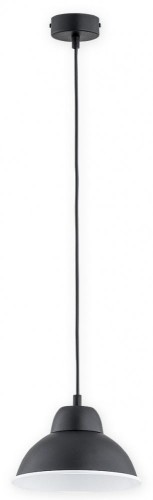 Industrialna lampa sufitowa ASTRO pojedyncza czarny mat z białym wnętrzem, regulowana wysokość od 30 do 70 cm.