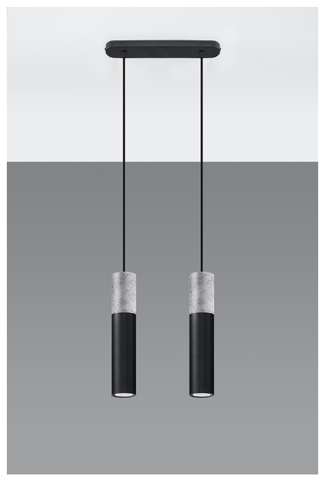 Betonowa lampa wisząca BORGIO tuba to nowoczesne oświetlenie w loftowym stylu. Połączenie szarości betonu i czerni stali podkreśla industrialny charakter wnętrza. Lampa 2xGU10 z regulacją zawiesia, idealna nad stół do jadalni, salonu, kuchni czy sypialni