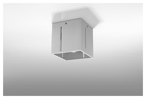 Szary plafon PIXAR z perforacją, zamontowany na suficie. Emituje światło w dół i przez boczne otwory, tworząc dekoracyjny, rozproszony efekt świetlny. Idealny do nowoczesnych wnętrz – salonu, sypialni, korytarza lub jadalni