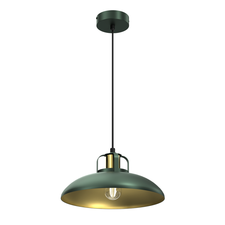 Zielono-złota lampa wisząca FELIX Milagro 1xE27 to stylowa propozycja nad stół lub wyspę kuchenną. Metalowa konstrukcja i złote wnętrze dodają elegancji.