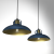 FELIX BLUE/GOLD 2xE27 to designerska lampa wisząca z dwoma kloszami w kolorze niebieskim i złotym wnętrzem. Idealna do oświetlenia stołu w jadalni lub wyspy kuchennej. Wykonana z metalu, solidna i stylowa.