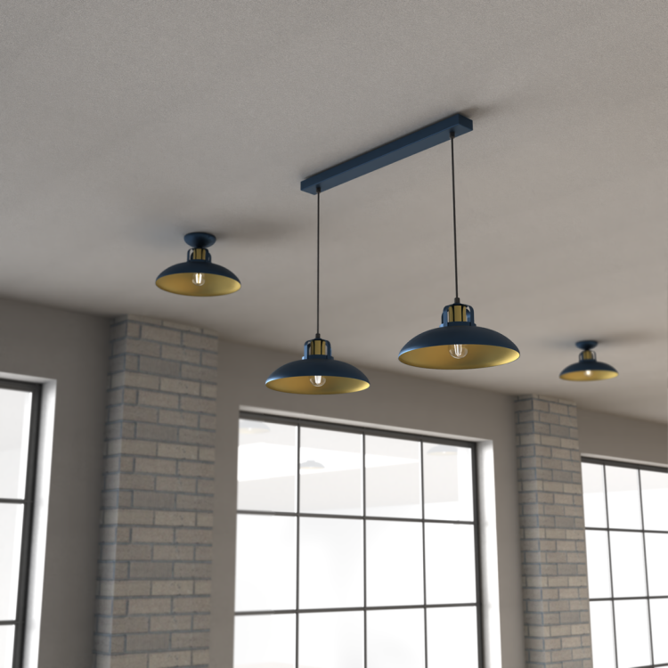 Lampa FELIX BLUE/GOLD 2xE27 Milagro łączy elegancki wygląd z funkcjonalnością. Niebiesko-złote klosze rozświetlą wnętrze ciepłym światłem, tworząc wyjątkowy nastrój w salonie, jadalni lub kuchni.