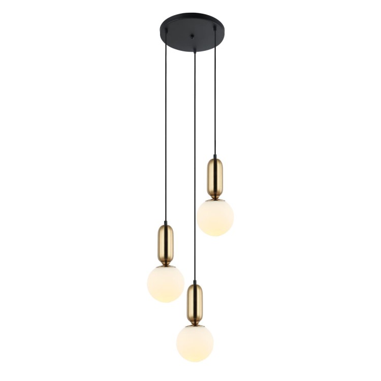 Stylowa lampa wisząca ALDEVA Italux z trzema punktami światła to idealne rozwiązanie do eleganckich wnętrz. Połączenie brązu antycznego i białych kloszy tworzy wyjątkowy efekt dekoracyjny i przyjemne oświetlenie.