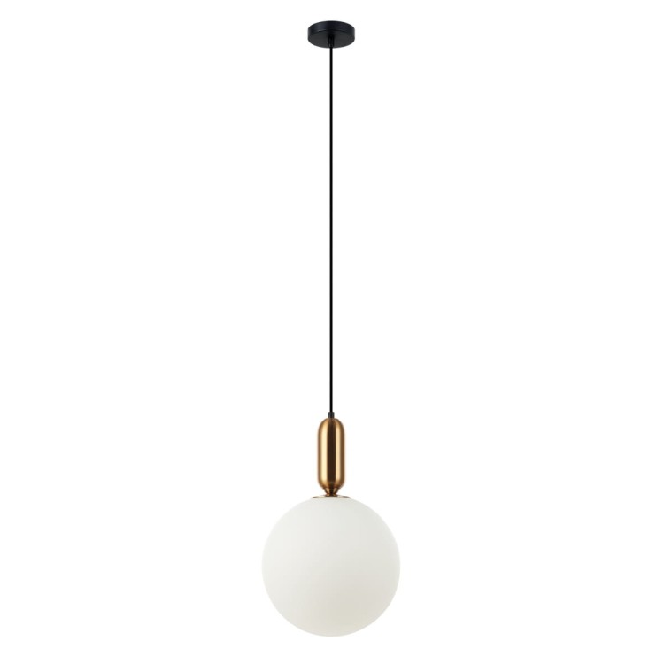 Lampa wisząca ALDEVA Italux w kolorze brąz antyczny z kulistym kloszem to eleganckie oświetlenie do sypialni i salonu. Mleczne szkło zapewnia miękkie światło, a minimalistyczna forma pasuje do nowoczesnych i klasycznych wnętrz.