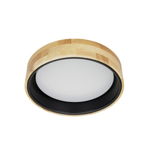 Plafon CAMPELO 20W LED Italux to nowoczesna lampa sufitowa z naturalnego drewna i metalu. Oferuje 2000 lm oraz neutralną barwę światła 4000 K. Średnica 35 cm i wysokość 7 cm sprawdzą się także w niższych wnętrzach.