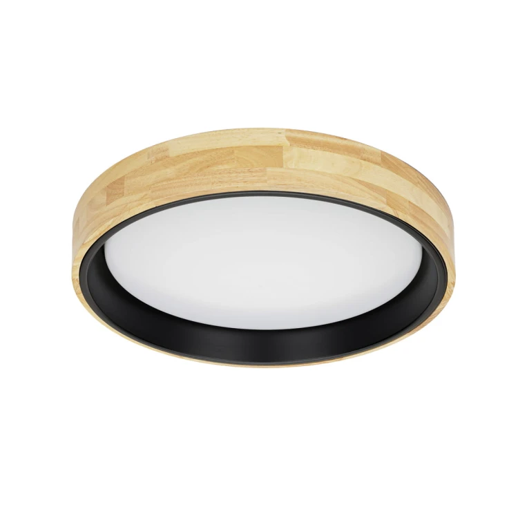 Plafon CAMPELO 25W LED Italux to drewniana lampa sufitowa o średnicy 45 cm. Zapewnia 2500 lm oraz neutralną barwę światła 4000 K. Niska konstrukcja 7 cm pasuje do salonu, jadalni, sypialni, kuchni i biura.