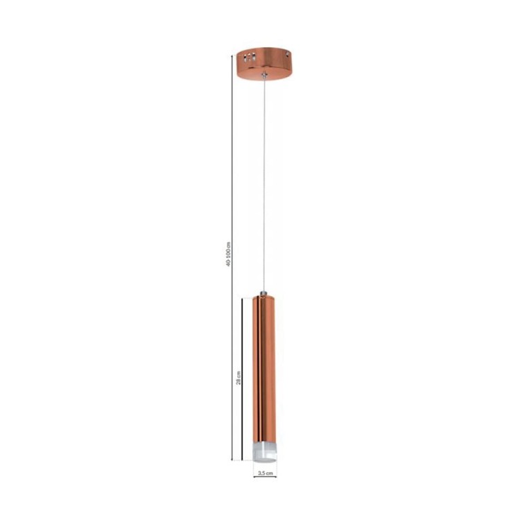 Elegancka lampa wisząca COPPER ML984 to połączenie minimalizmu i funkcjonalności. Miedziana obudowa i smukły kształt pasują do nowoczesnych wnętrz. LED 5W 4000K zapewnia przyjemne światło do kuchni, jadalni i biura.