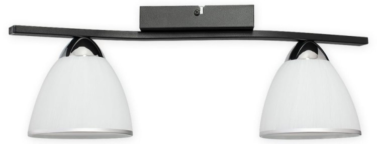 Plafon FABER 2xE27 Lemir O3252 P2 CZA+CH to elegancka lampa sufitowa w czerni z chromowanymi detalami i białymi kloszami ze srebrną obwódką. Stylowe oświetlenie, idealne do salonu, sypialni, korytarza i jadalni. Polska jakość Lemir od 1967 roku.