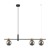 Lampa wisząca Italux PND-5225-3-BK-SG łączy czarną stal, złote oprawki i trzy kule z dymionego szkła. Podłużny model 3xG9 o długości 91,5 cm doskonale sprawdzi się nad stołem, wyspą kuchenną lub barkiem.