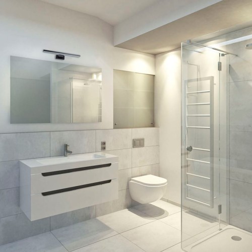 Nowoczesny kinkiet SHINE BLACK LED 30 cm Milagro ML4378 w kolorze czarnym to idealne oświetlenie nad lustro. Moc 7W i 490 lm zapewniają jasne światło, a barwa 4000K sprzyja codziennej pielęgnacji i makijażowi.