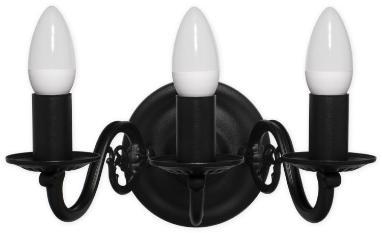 Kinkiet klasyczny LEMIR 382 K3 CZA 3xE14 czarny matowy. Styl świecznikowy, wykonany ze stali i odlewu ZnAl. Idealny do salonu, jadalni i korytarza. Wysoka jakość, elegancja i trwałość. Maks. moc 180W, IP20, gwarancja producenta