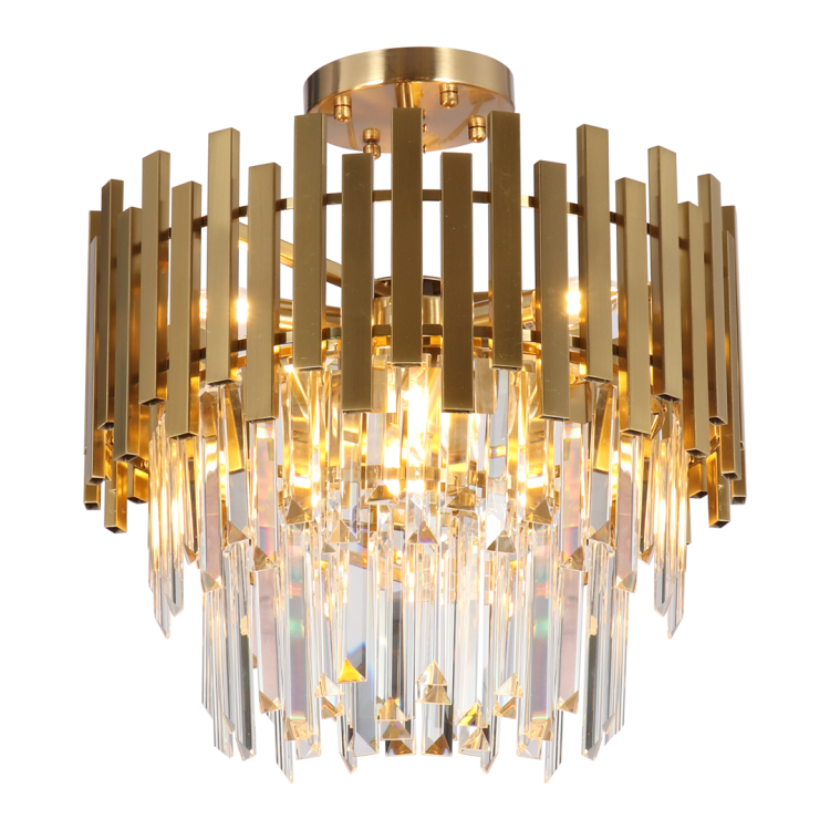 Plafon ASPEN ML8810 Milagro w kolorze złotym zachwyca elegancką formą i kryształowymi zawieszkami. Wyposażony w 6 oprawek E14 doskonale oświetli salon, sypialnię, jadalnię lub hol. Idealny wybór do wnętrz glamour i modern classic