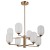 Lampa sufitowa PERANO Italux PND-4215-8A-HBR-SAT łączy mosiężną armaturę z ośmioma białymi kloszami ze szkła opalowego. Ma 62 cm szerokości, 72 cm wysokości i oprawki G9. Idealna nad duży stół.