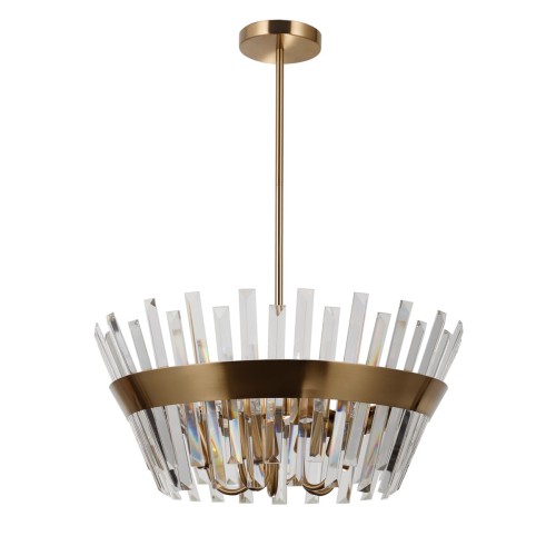 Lampa wisząca ALTOYA 5xE14 Italux w kolorze patyny i antycznego brązu. Kryształowe pręty pięknie odbijają światło. Elegancka lampa o średnicy 38 cm sprawdzi się nad stołem w jadalni oraz w salonie lub sypialni.
