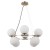 Lampa wisząca LAROSA Italux PND-33453-4-4-ABR ma osiem białych szklanych kul w układzie 4 + 4 oraz armaturę w kolorze patyny. Średnica 65 cm sprawia, że doskonale prezentuje się nad dużym stołem w jadalni.
