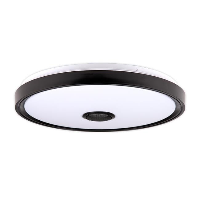 Plafon LED RGB 46W z głośnikiem Bluetooth i pilotem to inteligentna lampa sufitowa 2w1. Oferuje 16 mln kolorów, ściemnianie, sterowanie aplikacją iLink, pilotem lub przełącznikiem. Wbudowany głośnik 5W pozwala słuchać muzyki z telefonu, komputera czy TV.