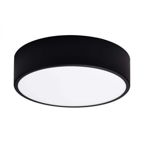 Czarny plafon CLEO 30 cm Temar z mlecznym, szklanym kloszem równomiernie rozprasza światło. Lampę 2xE27 można zamontować na suficie lub ścianie. Niski profil 7,5 cm sprawdzi się w salonie, sypialni i przedpokoju.