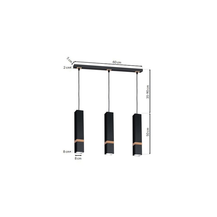 Lampa VIDAR BLACK 3xGU10 Milagro zachwyca prostotą i elegancją. Czarny metal z drewnianą listwą świetnie pasuje do kuchni, salonu lub jadalni. Trzy punkty światła gwarantują idealne doświetlenie przestrzeni