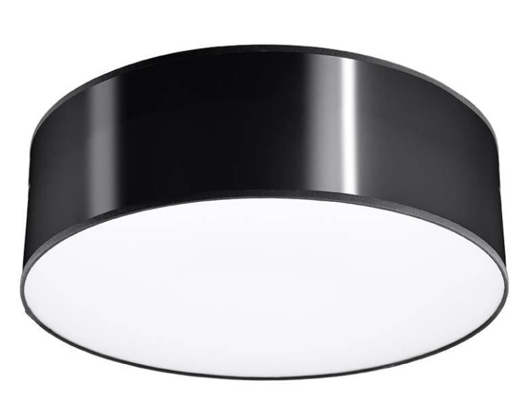 Plafon ARENA 25 cm czarny Sollux SL.0127 to kompaktowa lampa sufitowa 1xE27. Okrągły klosz z PVC pasuje do korytarza, przedpokoju, kuchni, sypialni i biura. Wysokość 11 cm. Żarówka nie jest dołączona.