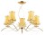 Żyrandol MONZA ART 63173 Alfa – elegancka lampa sufitowa w złotym kolorze z bursztynowymi abażurami. 5x E14 40W, średnica 70 cm, wysokość 47 cm. Polska produkcja, klasyczny styl i ciepłe światło do salonu, jadalni czy sypialni