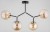Alfa GOLEM 4xE14 – lampa sufitowa z czarną ramą, złotymi akcentami i bursztynowymi szklanymi kulami, IP20, zasilanie 230V, kompatybilna z żarówkami LED.
