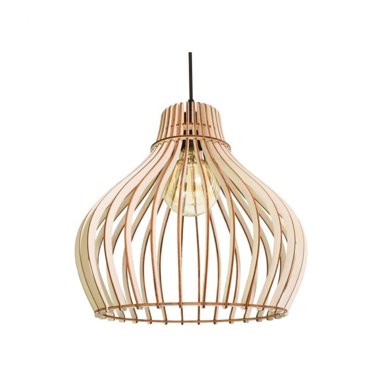 Drewniana lampa sufitowa BARREL Ø38 cm łączy naturalne materiały z nowoczesną formą. Otwarty klosz subtelnie rozprasza światło i eksponuje dekoracyjną żarówkę E27. Idealna do aranżacji boho, rustykalnych i skandynawskich.