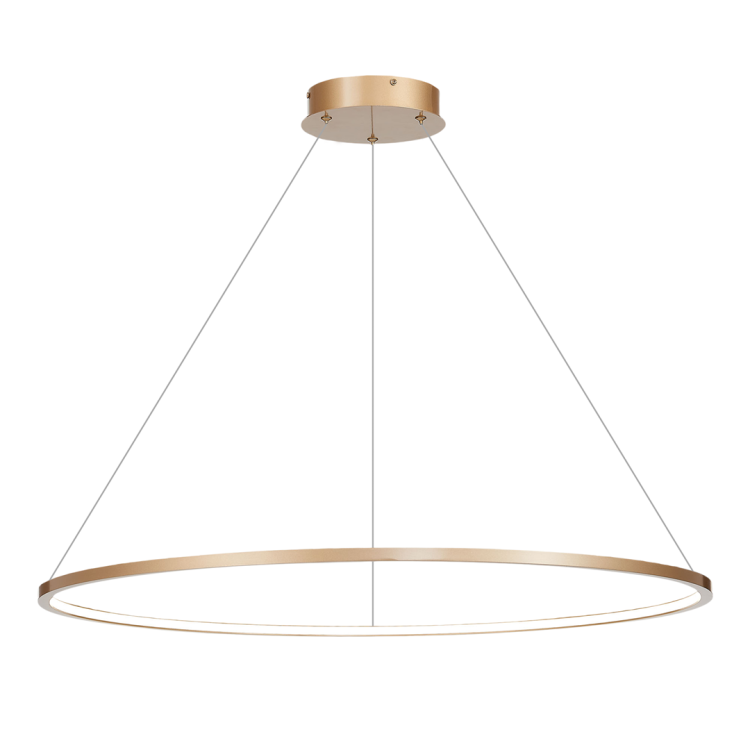 Lampa SATURNO 57W LED Milagro ML8863 to nowoczesna złota oprawa o średnicy 100 cm. Jasność 3100 lm i neutralna barwa 4000K zapewniają komfortowe oświetlenie. Idealna do salonu, jadalni i łazienki dzięki klasie IP44 oraz regulowanej wysokości.