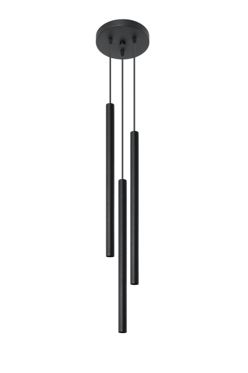 Lampa wisząca PASTELO SL.0471 w czarnym kolorze to nowoczesne oświetlenie z trzema smukłymi tubami G9 LED. Idealna nad stół, wyspę kuchenną lub barek. Minimalistyczny design doskonale pasuje do wnętrz loftowych i modern.