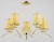 Żyrandol MONZA ART 63173 Alfa – elegancka lampa sufitowa w złotym kolorze z bursztynowymi abażurami. 5x E14 40W, średnica 70 cm, wysokość 47 cm. Polska produkcja, klasyczny styl i ciepłe światło do salonu, jadalni czy sypialni