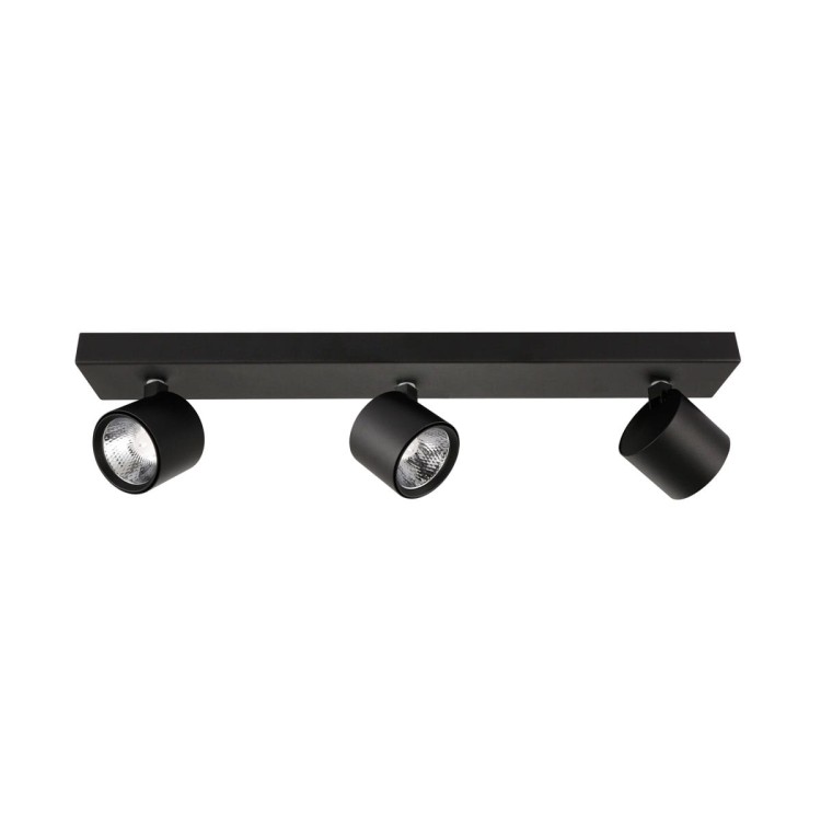 Designerski spot sufitowy BONIVA 3x5W LED w matowej czerni, regulowane głowice do ukierunkowania światła, ciepła barwa 3000K, idealny do wnętrz loftowych i skandynawskich.