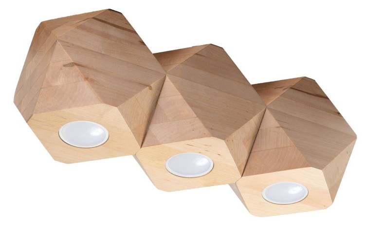 Lampa sufitowa Woody 3 kostki z drewna. Nowoczesne plafony.