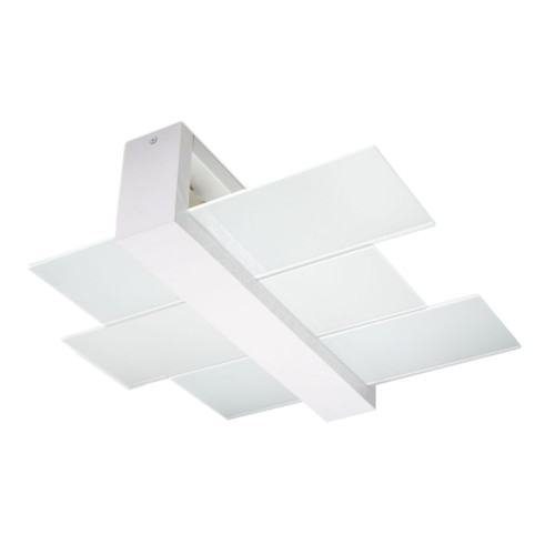 Plafon FENIKS 2xE27 biały Sollux SL.0078 łączy geometryczną formę z elegancją szkła i drewna. Ma wymiary 43 × 43 × 12 cm i dwa gwinty E27. Nowoczesna lampa sufitowa do salonu, sypialni, kuchni lub przedpokoju.