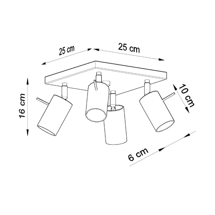 Plafon sufitowy RING 4xGU10 to minimalistyczna lampa wykonana ze stali malowanej proszkowo. Regulowane klosze i wymienne żarówki GU10 pozwalają stworzyć idealne oświetlenie w każdym nowoczesnym wnętrzu.