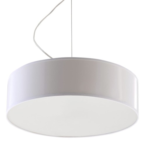 Lampa wisząca ARENA 35 cm biała Sollux SL.0117 z dwiema oprawkami E27. Minimalistyczny klosz sprawdzi się nad stołem, barkiem lub wyspą kuchenną. Pasuje do salonu, jadalni, kuchni i sypialni. Żarówki należy dokupić.