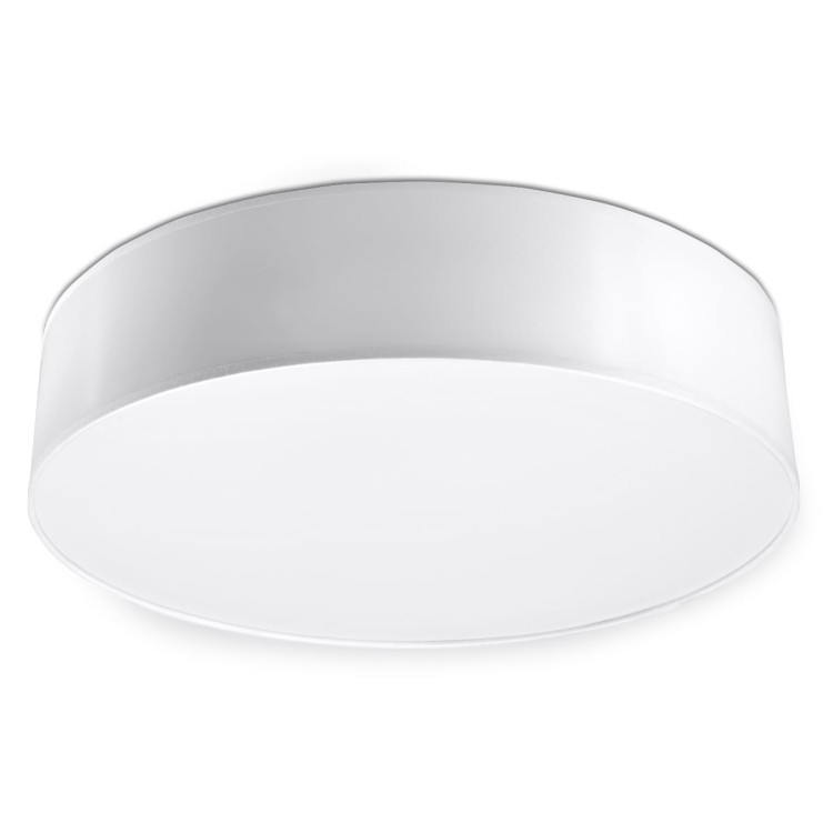 Biały plafon ARENA 45 cm 3xE27 Sollux SL.0126 to minimalistyczne oświetlenie do salonu, sypialni, kuchni lub jadalni. Trzy punkty świetlne równomiernie oświetlają wnętrze. Żarówki nie znajdują się w zestawie.