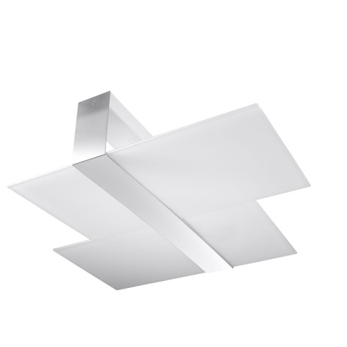 Plafon MASSIMO 2xE27 chrom Sollux SL.0188 zachwyca geometryczną formą i połączeniem chromowanej stali z białym szkłem. Lampa o wymiarach 65 × 50 × 11 cm doskonale pasuje do nowoczesnego salonu, sypialni lub jadalni.