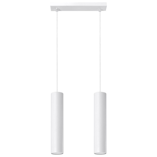 Lampa wisząca LAGOS Sollux SL.0324 w kolorze białym to nowoczesne oświetlenie z dwoma kloszami GU10 w formie tuby. Minimalistyczny design doskonale sprawdzi się nad stołem, wyspą kuchenną lub w salonie. Regulowana wysokość zawieszenia.