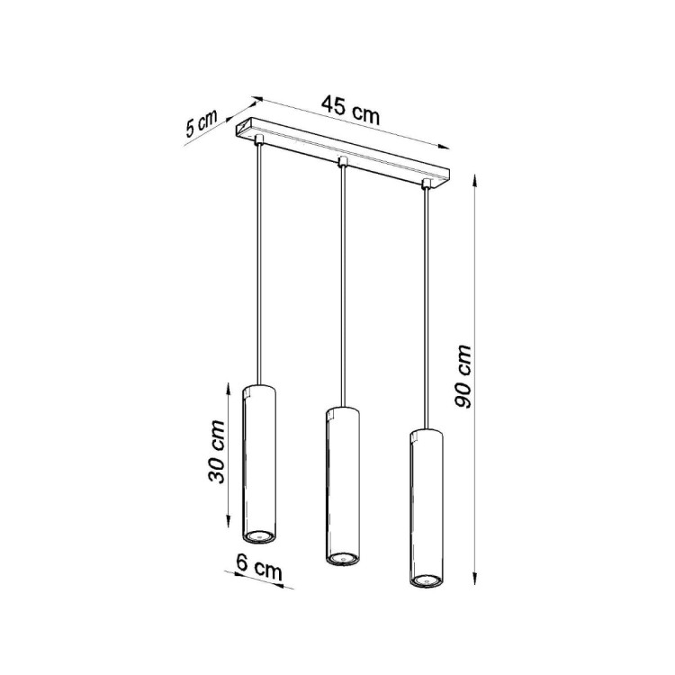 Stylowa lampa wisząca LAGOS SL.0329 łączy minimalistyczny design z funkcjonalnym oświetleniem. Trzy czarne klosze w formie tub tworzą nowoczesną dekorację idealną do kuchni, jadalni oraz loftowego salonu.
