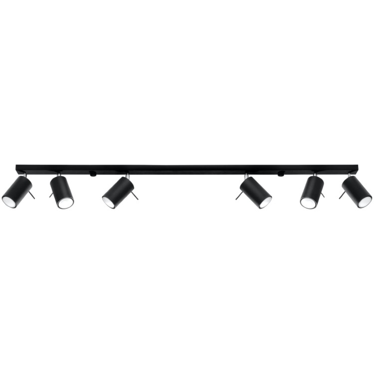 Plafon RING 6xGU10 Sollux SL.0334 to nowoczesna lampa sufitowa z regulowanymi kloszami. Czarna stalowa konstrukcja doskonale sprawdzi się w salonie, kuchni i jadalni. Minimalistyczny design idealny do wnętrz loftowych.