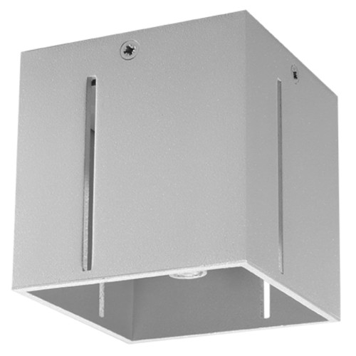 Szary plafon PIXAR z perforacją, zamontowany na suficie. Emituje światło w dół i przez boczne otwory, tworząc dekoracyjny, rozproszony efekt świetlny. Idealny do nowoczesnych wnętrz – salonu, sypialni, korytarza lub jadalni