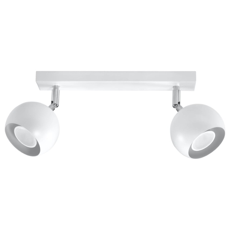Biały plafon OCULARE SL.0438 marki Sollux posiada 2 regulowane reflektory GU10. Kompaktowa stalowa konstrukcja o długości 30 cm sprawdzi się jako oświetlenie korytarza, sypialni, garderoby, kuchni lub domowego biura.